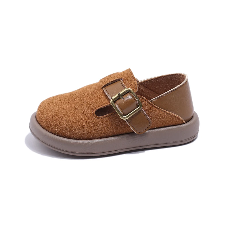 2024 New Boys Casual Shoes Children Fashion Buckle Round-toe Britain Style Girls Loafers Versatile Breatheable Kids Unisex Shoe