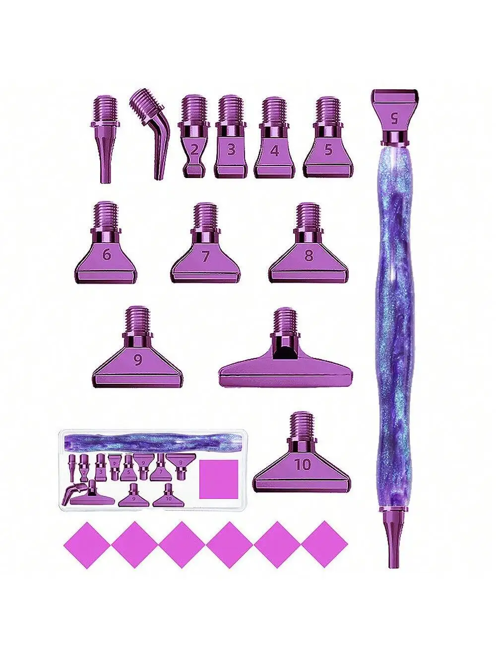 5D Diamond Painting Pen Resin Ergonomic Pen with Replacement Tips Metal Heads Kit for Rhinestone Embroidery Mosaic Art Tools