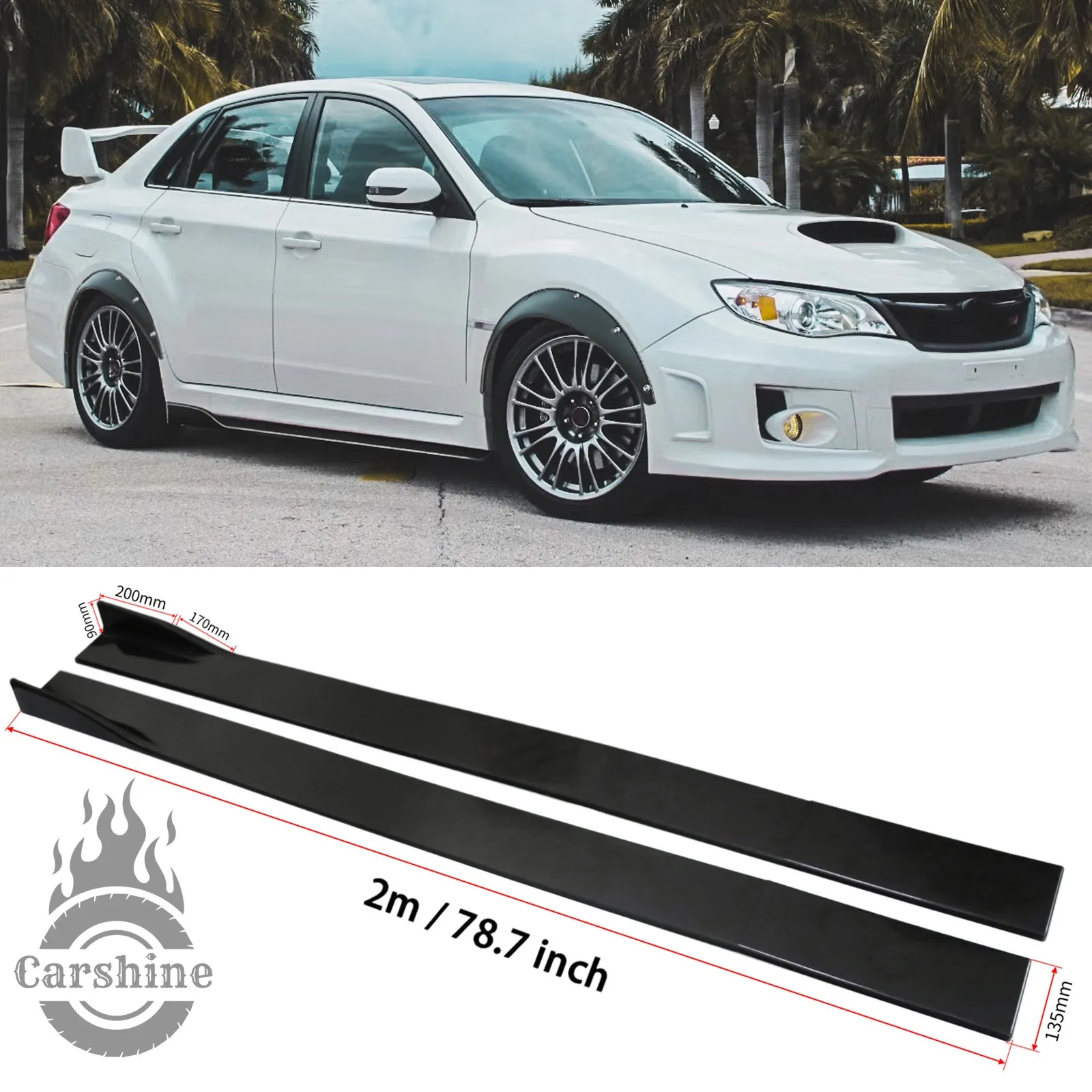 

For Subaru Impreza 2007-2023 Side Skirts Extension Lip Splitter Glossy Black