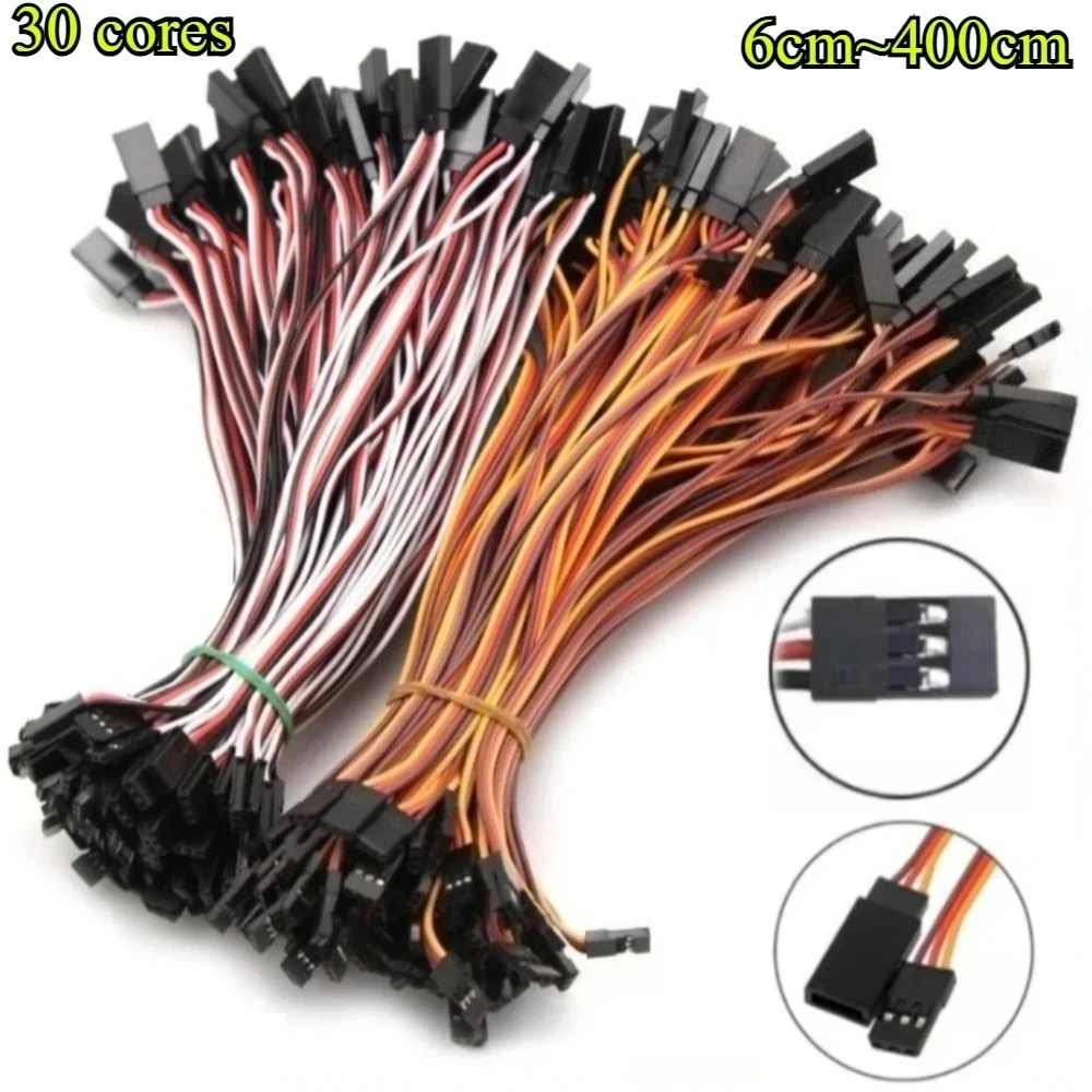 10Pcs/lot 6CM/10/15/20/30/40/50/60/100/150/200/400CM Extension Lead Wire Cable 30 Cores Servo For RC Futaba JR Male To Female