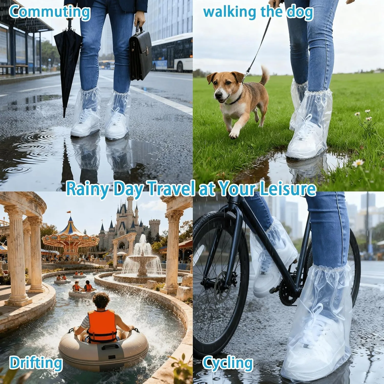 2026 New 5 Pairs Shoe Covers Boot Covers Plastic Disposable Waterproof Shoe Covers for Men and Women Rain Outdoor Indoors Overshoes (Transparent)