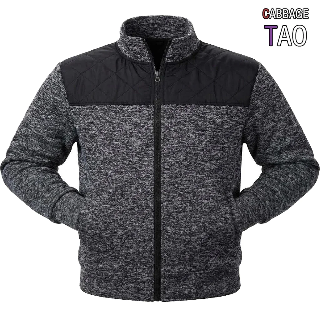 Fall Mens Fleece Coat Relaxed Full Zipper Stand Neck Jumper Cozy Winter Heat Retaining Knit Overcoat with Pockets Apparel