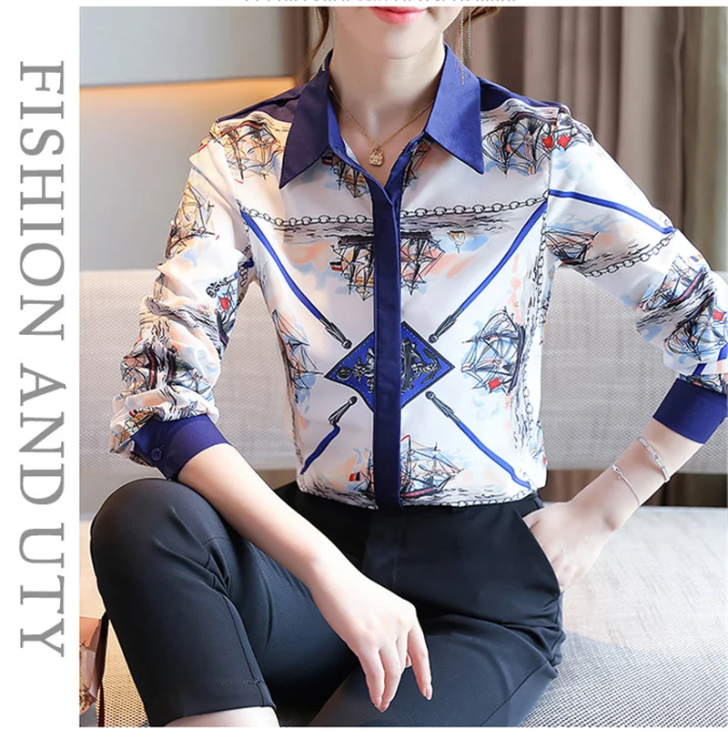 FANIECES Autumn New Printed Long-sleeved Shirt Tops Women's Clothing Female Single-breasted Turn Down Collar Blouse Femme Blusas