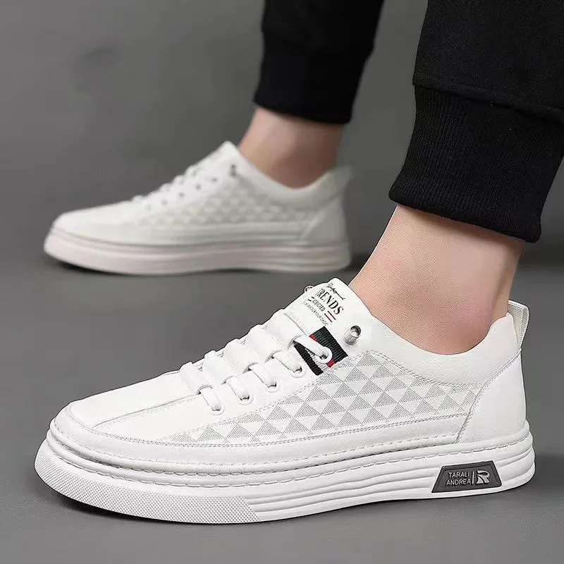 High Quality Men\'s Leather Shoes Summer Comfortable Sneakers Fashion Designer Men Shoes Soft Leather Versatile Skateboard Shoes