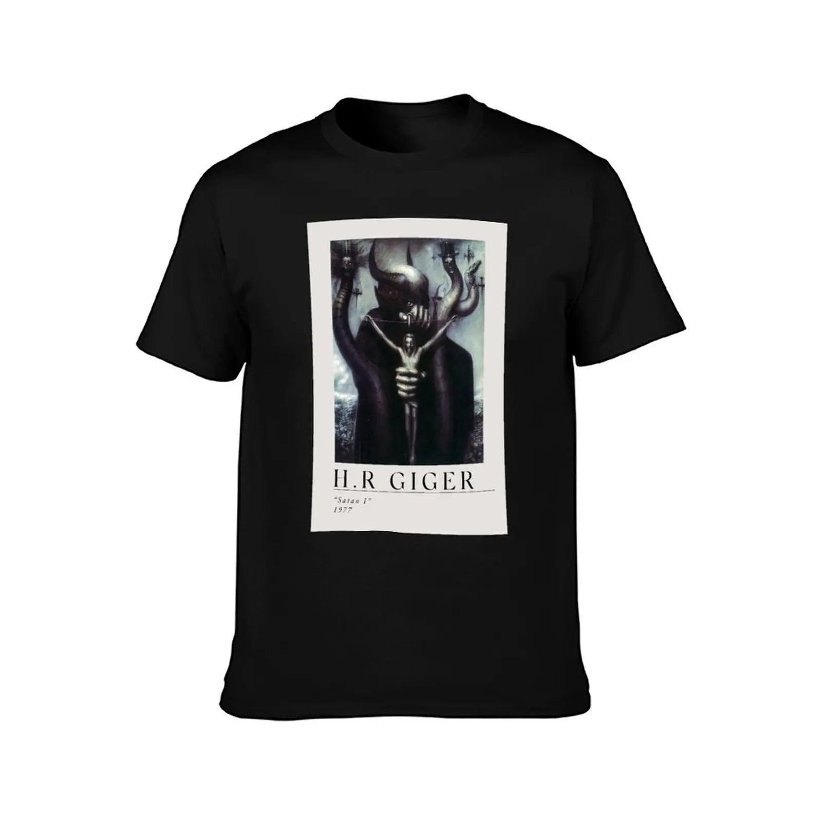 H.R Giger Satan I Art Print T-Shirt Summer Casual Cotton Tee Oversized Streetwear Tops Vintage Graphic Print 100% Cotton