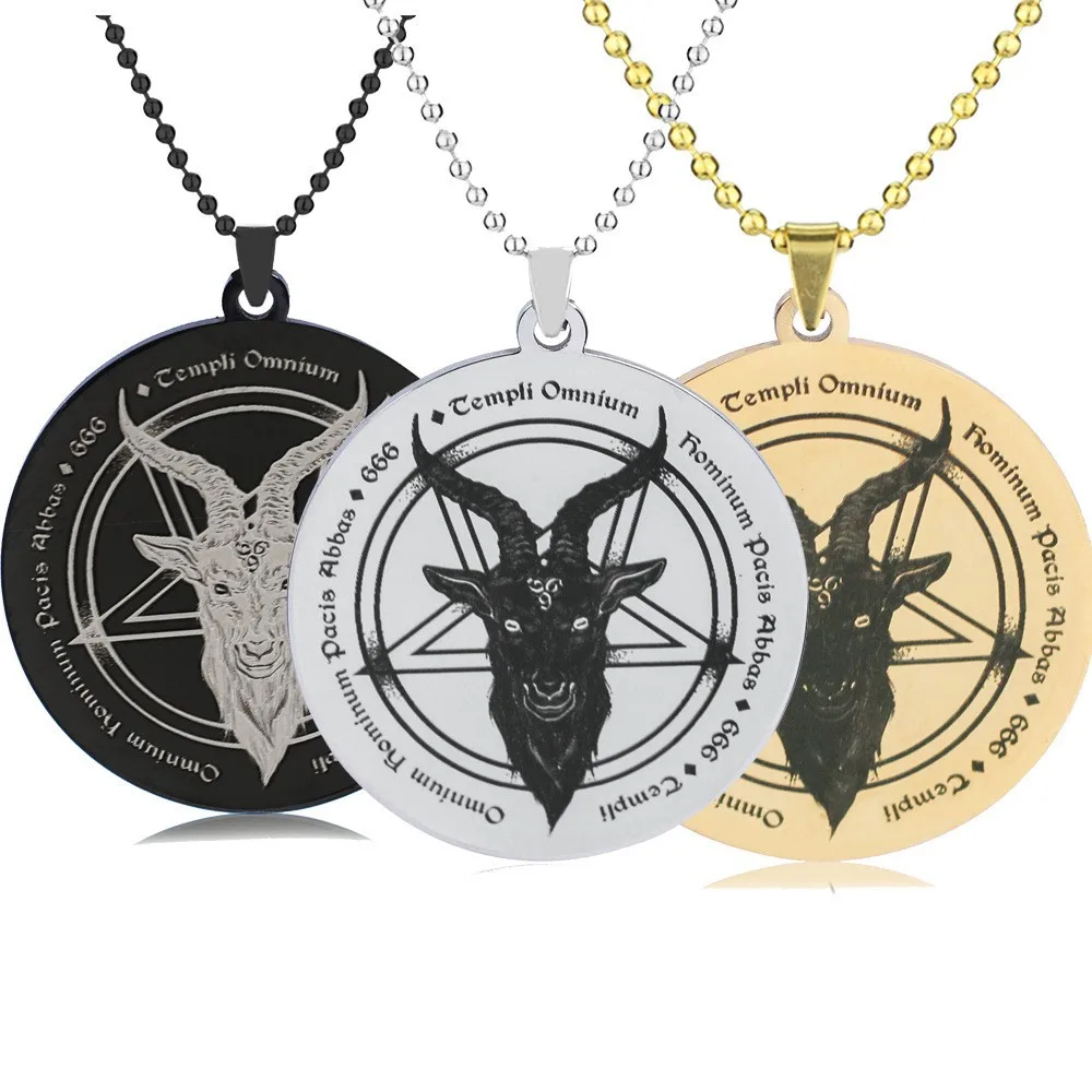 Goat Skull Pentagram Pendant Necklaces Solomon Satan Stainless Steel Amulet Necklace Supernatural Talisman Gothic Chain Jewelry