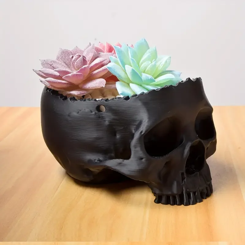 1pc Creative PLA Flower Pot Hanging Basket Skull Head Shape Bonsai Home Office Flower Pot Flower Pot Skull Pot Decoration