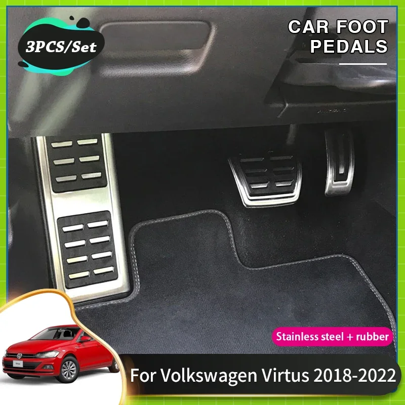 Non Slip Foot Pedal For VW Virtus 2022 Acessories Volkswagen Polo Sedan 2018~2022 Accelerator Gas Brake Foot Rest Pedal Covers