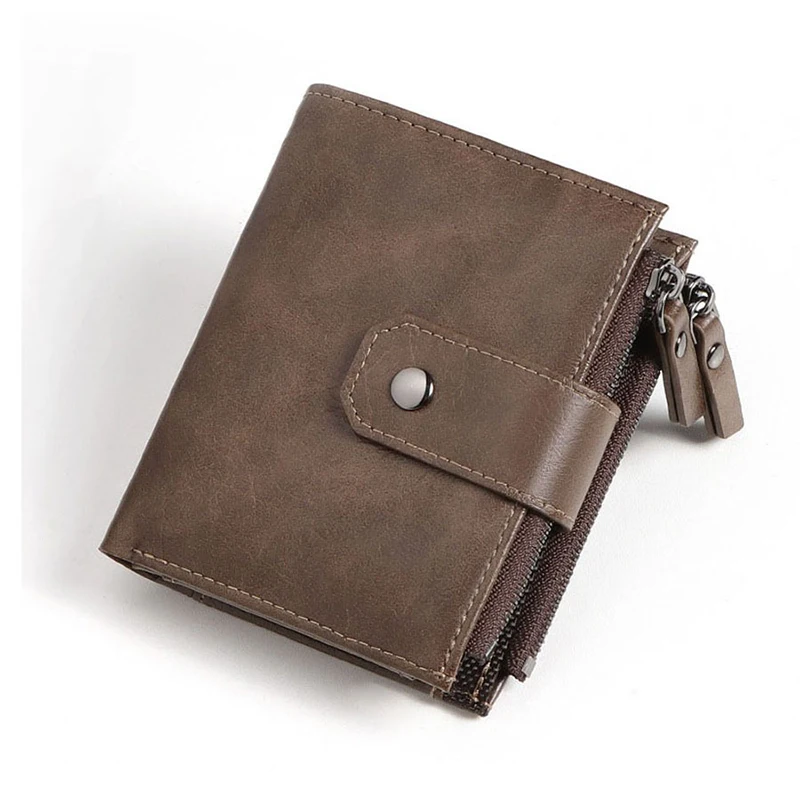 Vintage Men's Wallets RFID Blocking Card Holder Purses and Handbags for Man Bifold Wallet with Zip Coin Pockets Male Gifts