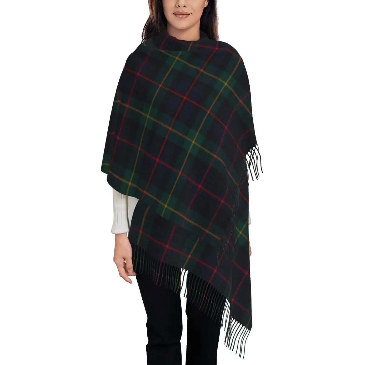 Farquharson Scottish Tartan Scarf Tassel Scarves Women Soft Warm Shawls and Wraps Large Fall Winter Shawl Wrap