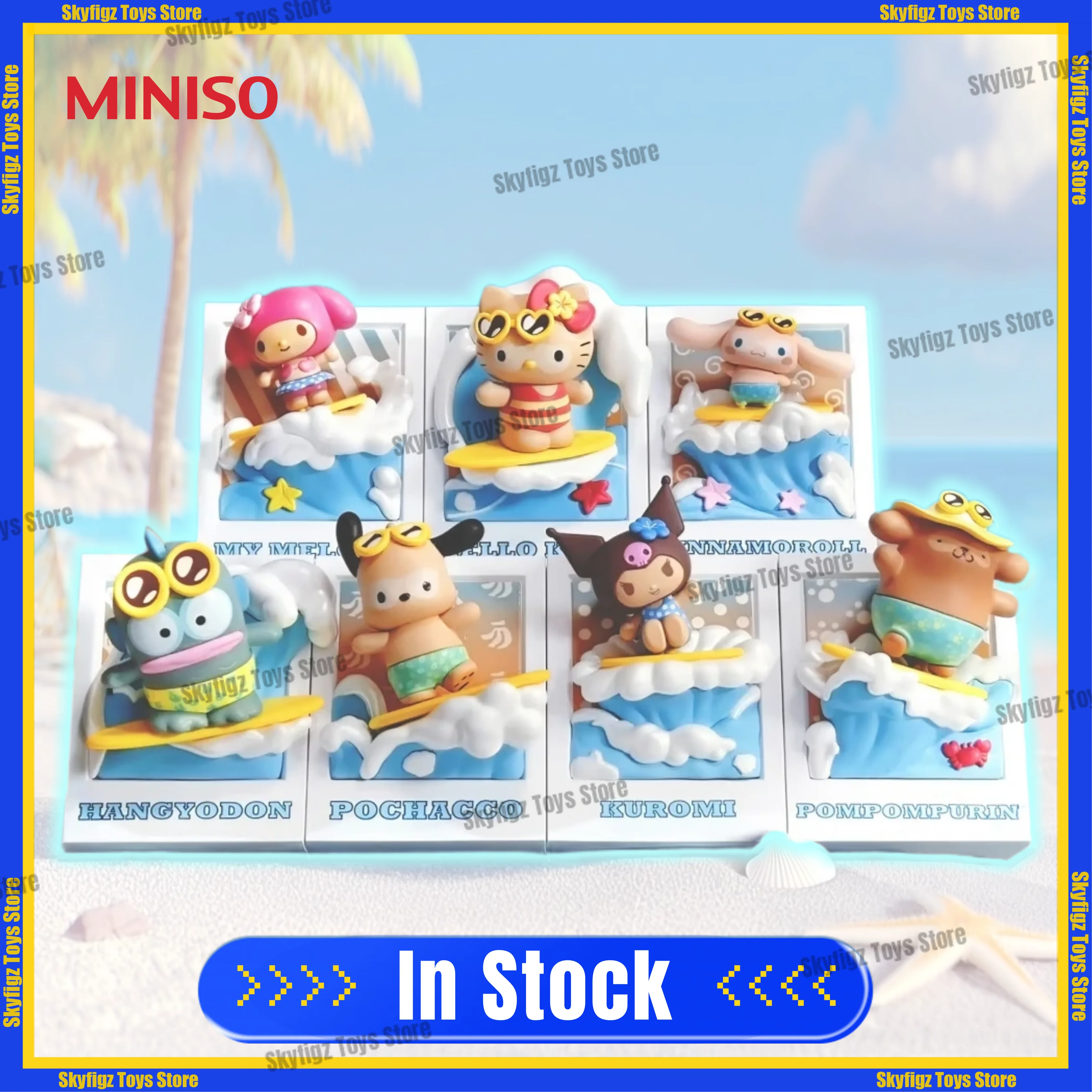 

В наличии, оригинальная летняя серия для серфинга MINISO, мультяшные украшения, наклейки на холодильник, магнитная коллекция котят, подарки