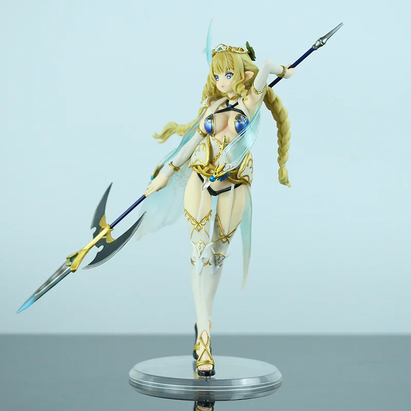 Handmade Anime Pretty Elf Village Girl Linxia Long Spear Pendant Statue Collectible Desktop Ornament For Anime Hobby Collectors