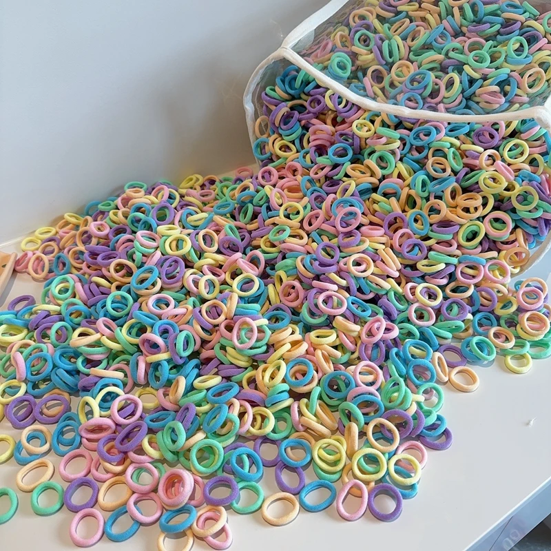 100/200/300Pcs Elastic Hair Bands Girls Hair Accessories Colorful Nylon Headband Kids Ponytail Holder Scrunchie Ornaments Gift