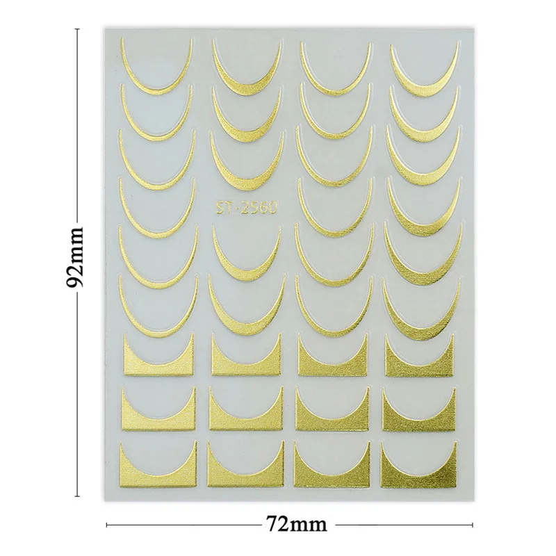 1pc ゴールデンシルバーリーフブランチチップネイルステッカーグラデーションラインスライダー爪用オンブルデザイン自己粘着ネイルアートデカール