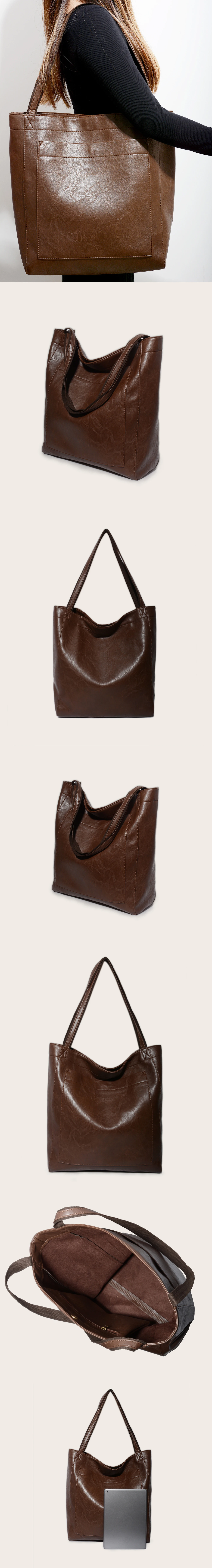2025, große Kapazität Frauen Taschen Öl Wachs Leder Mode Geldbörse Schulter Taschen Mit Seitentaschen Mädchen Handtaschen Weibliche Totes – Detail 5