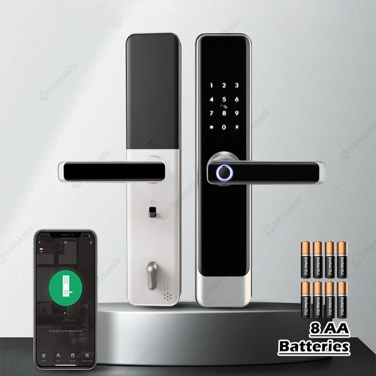 

Tuya Wifi App Remote Unlocking Digital Electronic Biometrics Silver Waterproof Smart Lock For home