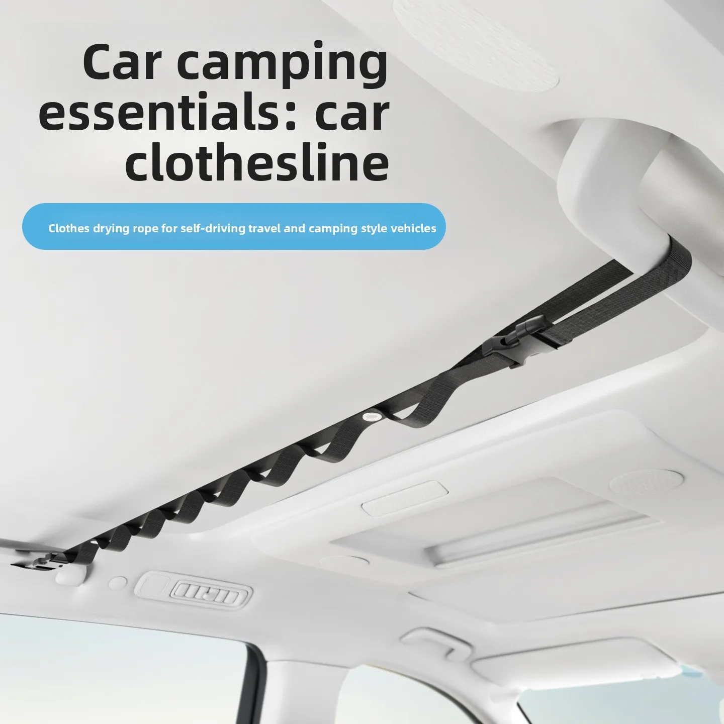 Retractable Car Clothesline Travel Laundry Drying Rope Portable Back Seat Hanger Rack with Hooks for Sedan SUV