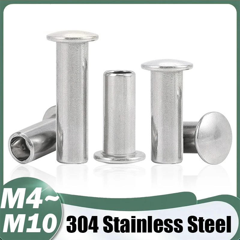 2~30Pcs M4 M4.5 M5M6M8M10 A2 304 Stainless Steel Oval Head Semi-Tubular Rivets Round Head Half Hollow Shank GB873 Length 5~100mm