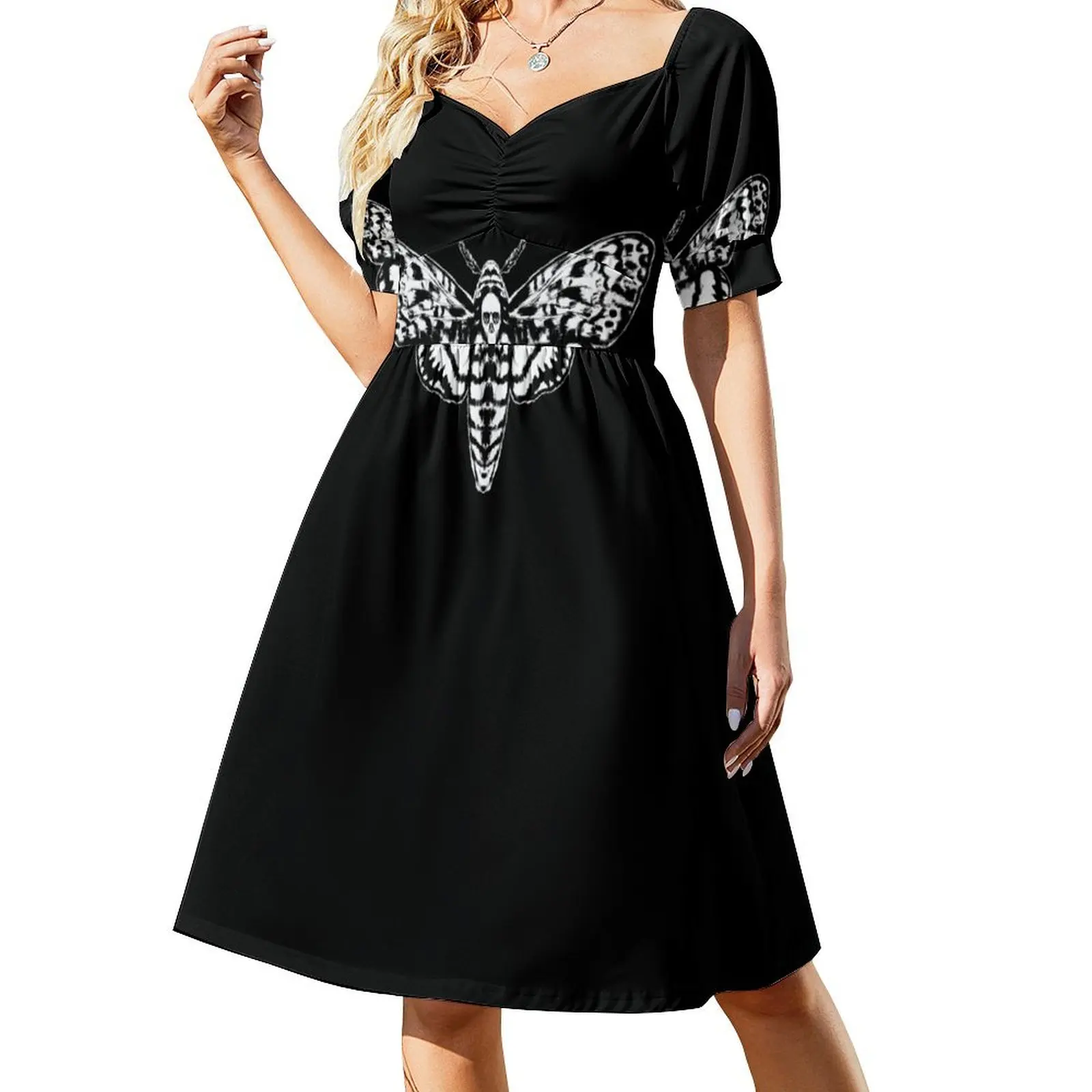 

Death's Head Moth Short-Sleeved Dress dress korean style dress for woman evening dresses luxury 2025