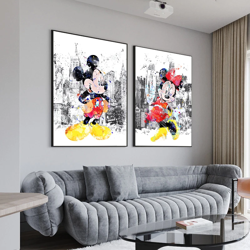 

Mickey Mouse Minnie Mouse Mickey Watercolor Painting Disney Wall Art Prints Children's Room Decor Home Decor Street Ink Art