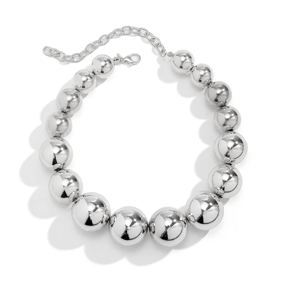 Übertriebene Goth Acryl CCB Big Ball Bead Kette Halskette für Frauen Punk Chunky Heavy Short Choker Grunge Schmuck Steampunk Männer – Detail 12