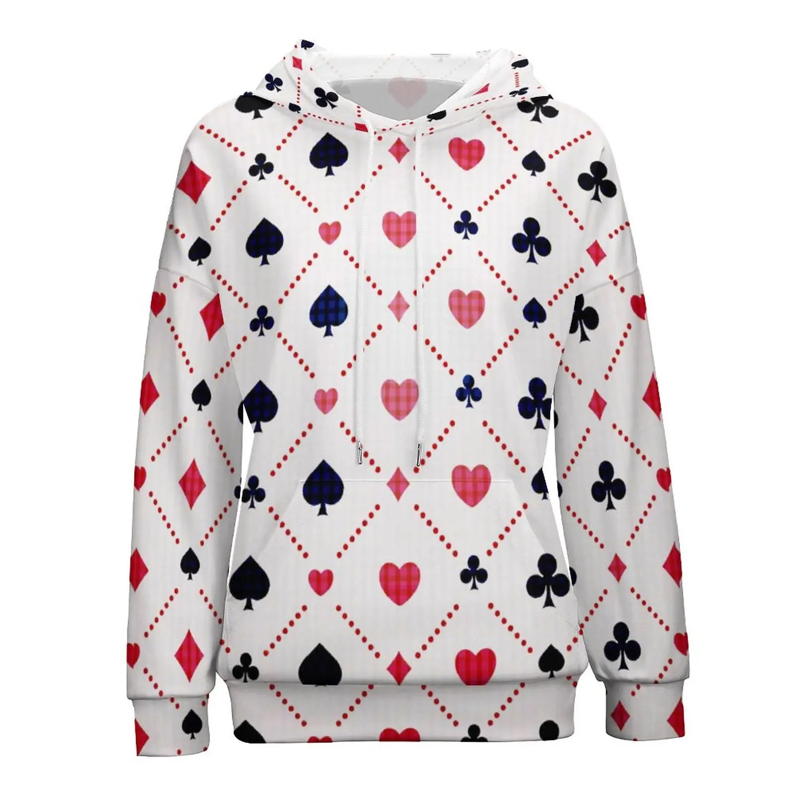 

Poker Card Heart Hoodie Polyester Playing Sexy Hoodies Women Streetwear Pullover Hoodie Big Sizes