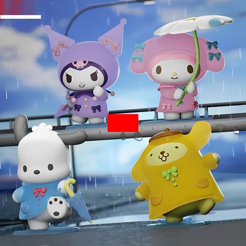 On Rainy Days In Sanrio Wearing A Raincoat Meileti Pacha Dog Kolomi Pompompurin Desktop Car Ornament  Cute Figurine Small Gift