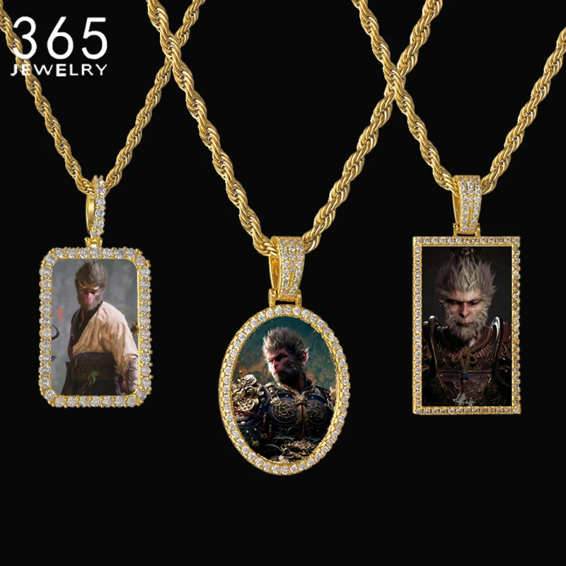 

Black Myth Wukong Personalized Customize Photo Square Oval With Zircon Pendant Necklace Rope Chain Jewelry Women Girl Gift