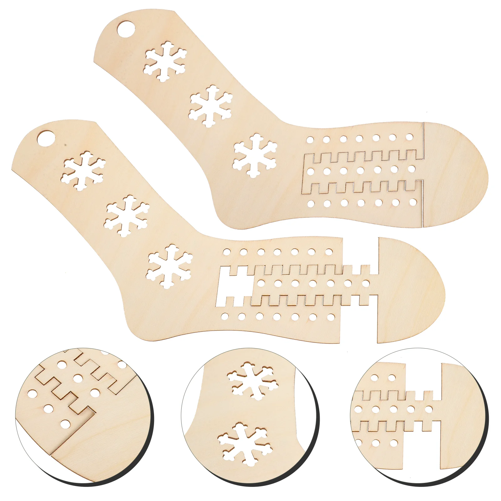 2 Pcs Hand Knitting Sock Molds DIY Woven Socks Models Crochet Form Wood Blockers Hollow Stocking Man Wooden