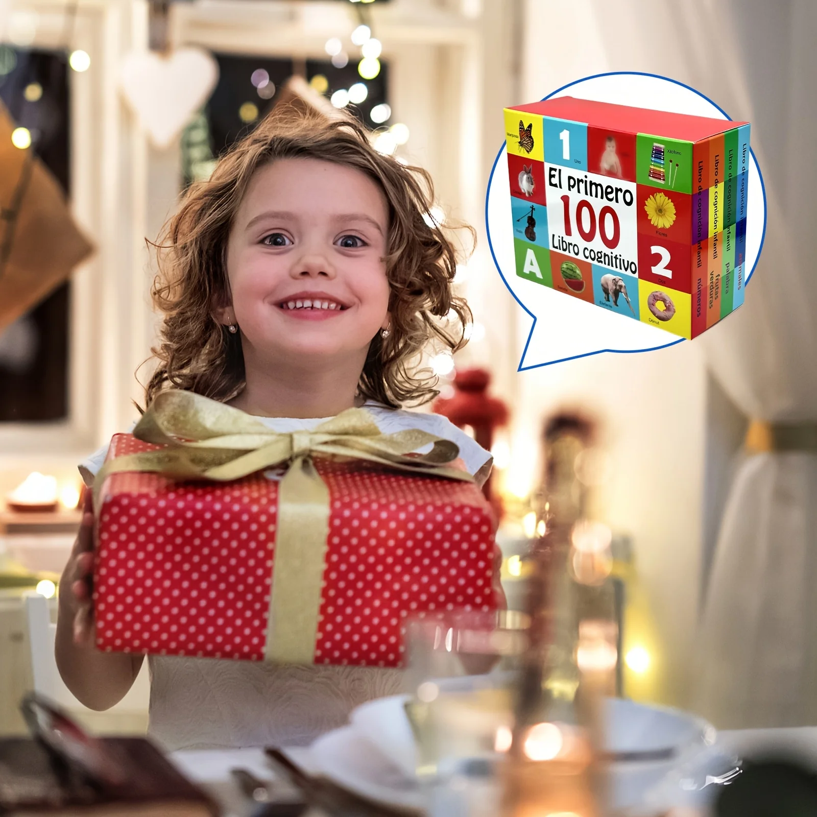 กล่องหนังสือกระดานสารานุกรมภาษาสเปนสี่เล่มสําหรับการเรียนรู้สําหรับเด็กและชุดของขวัญสมุดกระดานสารานุกรมความรู้ความเข้าใจเหมาะ