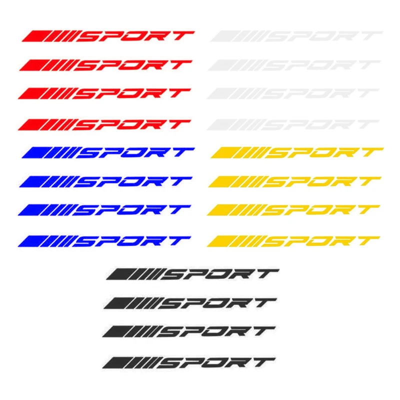 

4Pcs SPORT Car Sticker For Car Doors / Steel Rims / Wheels Racing Stickers Tires Personalized Decorative Stickers 4 Colors