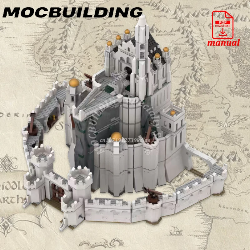 

Модель белого замка, здания среднего земли, MOC, строительное кольцо, кирпичи из фильмов, средневековые строительные игрушки, подарки
