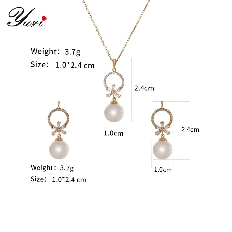 Yuyi Copper Micro Diamond Pearl Pendant with High-end Feel for Women Necklaces Mesh Red Niche Design Collarbone Color Retention image 2