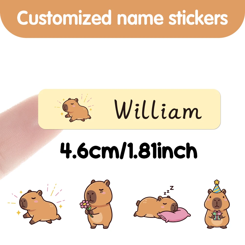 40/80pc Capybara Custom Name Stickers Custom Tag Customized Label Textbook Stickers For School Stationery, Books, Water Cups