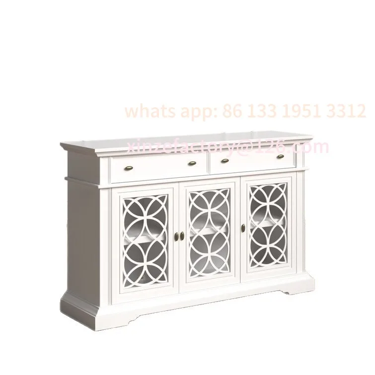 

Customizable Brand New, American 130CM White Cabinet Side Cabinet with Drawer Glass Door