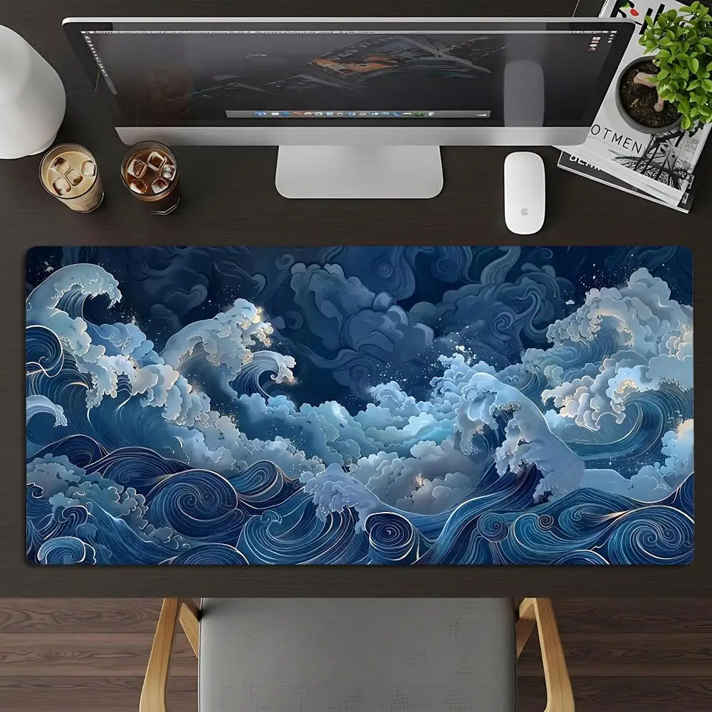 Starry Moon Dragon Mouse Pad Fantasy Non‑slip Mat Large Pc Gamer Keyboard Deskmat Gaming Accessories Computer Mousepad XXL