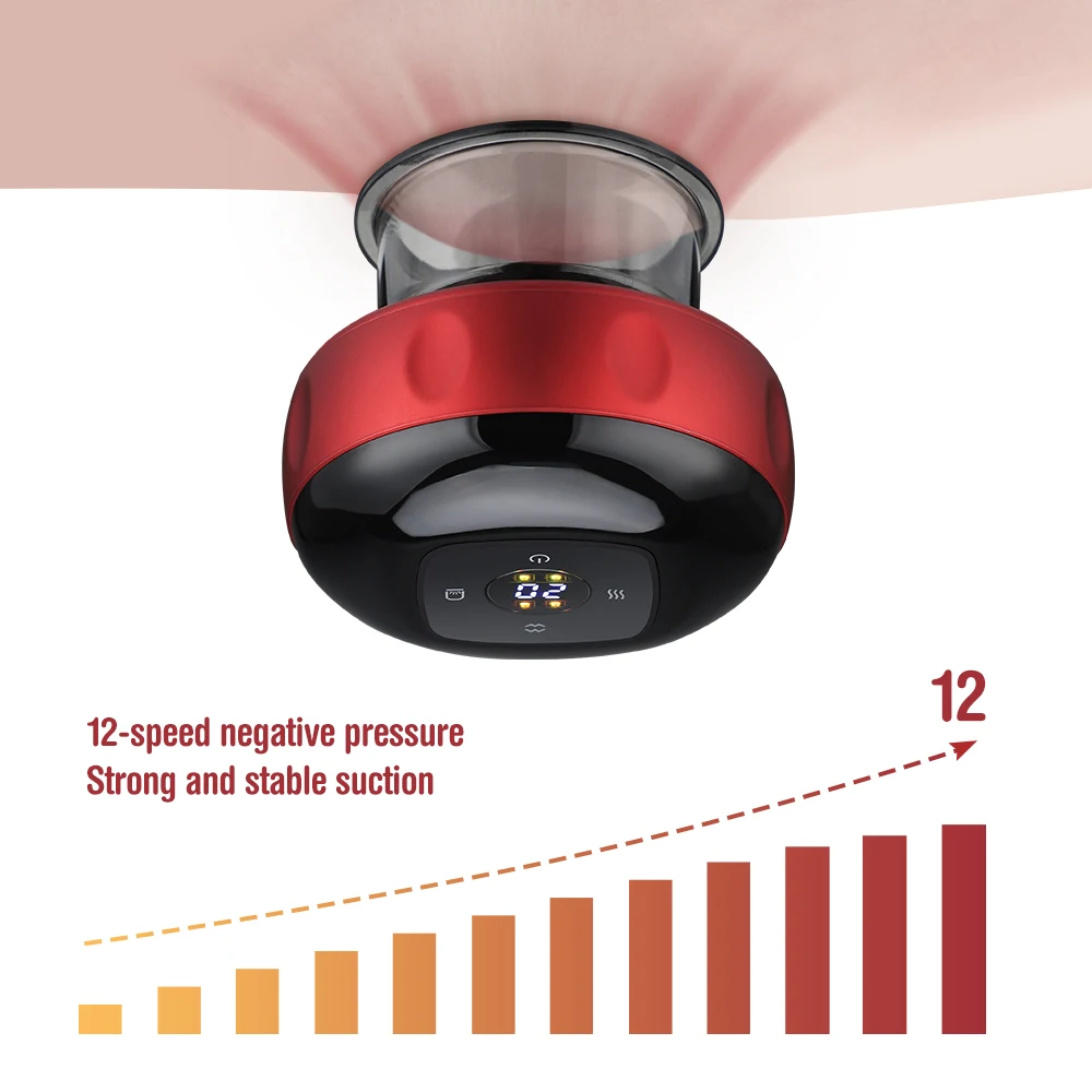 

Smart Cupping Massage Machine 12/6 Levels Vacuum Suction Cup Chinese Meridian Cans Infrared Heating Jars Body Scraping Cellulite