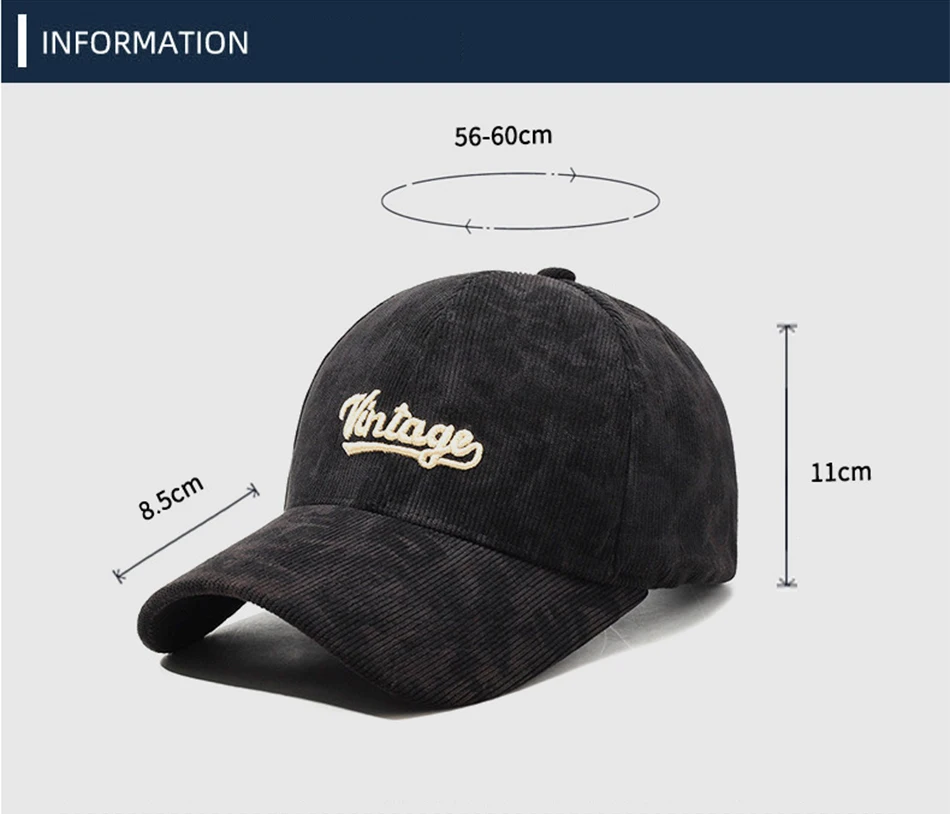 FS Marke Braune Cord-Baseballkappe für Männer, Koreanische 3D-Buchstaben-Stickerei, Damen-Kappen, Winter-Street-Hip-Hop-Trucker-Hut, Caquettes – Detail 2