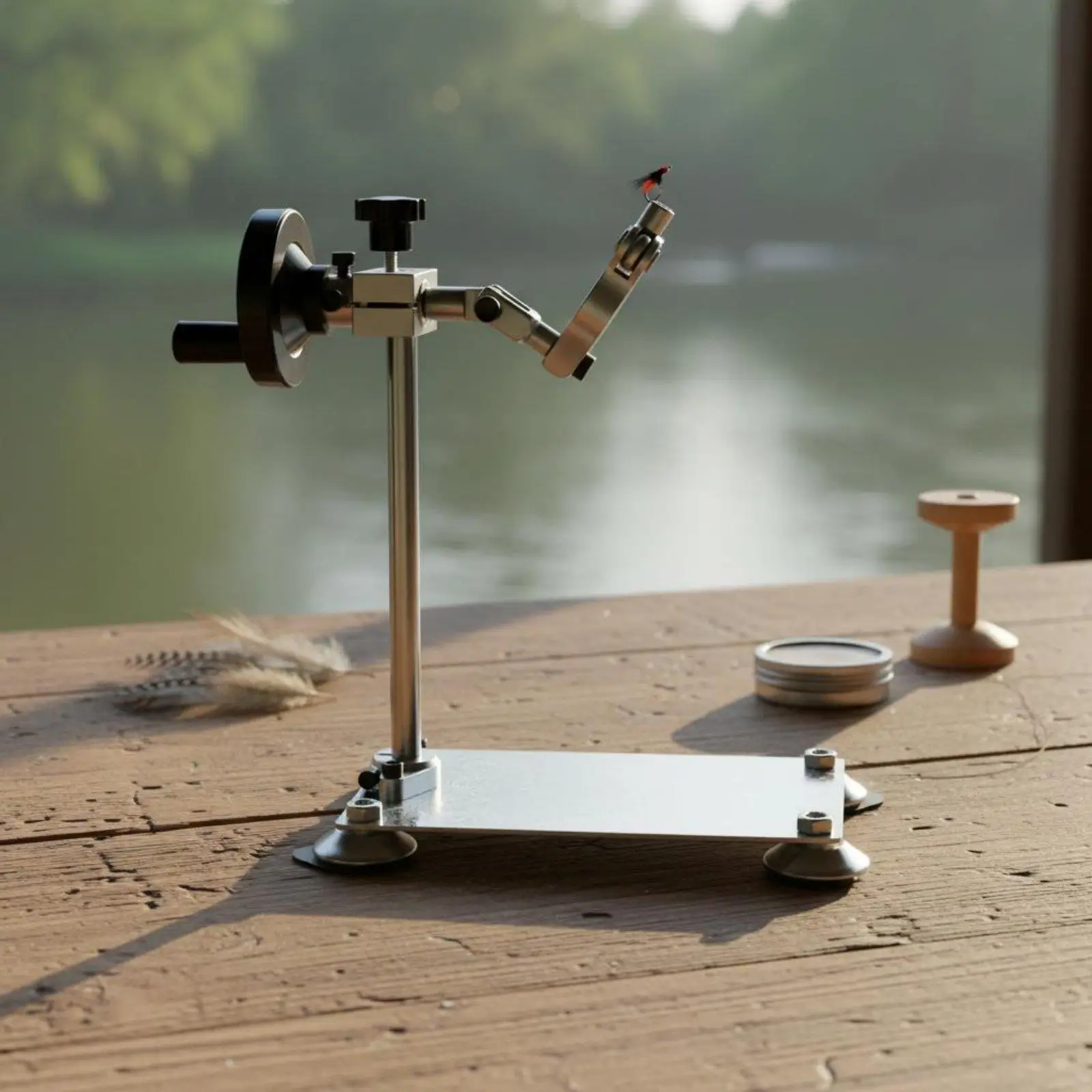 Fly Fishing Vise Rotary Hook Holder with Stable Metal Base for Tying Nymphs Dry Flies and Small Lures