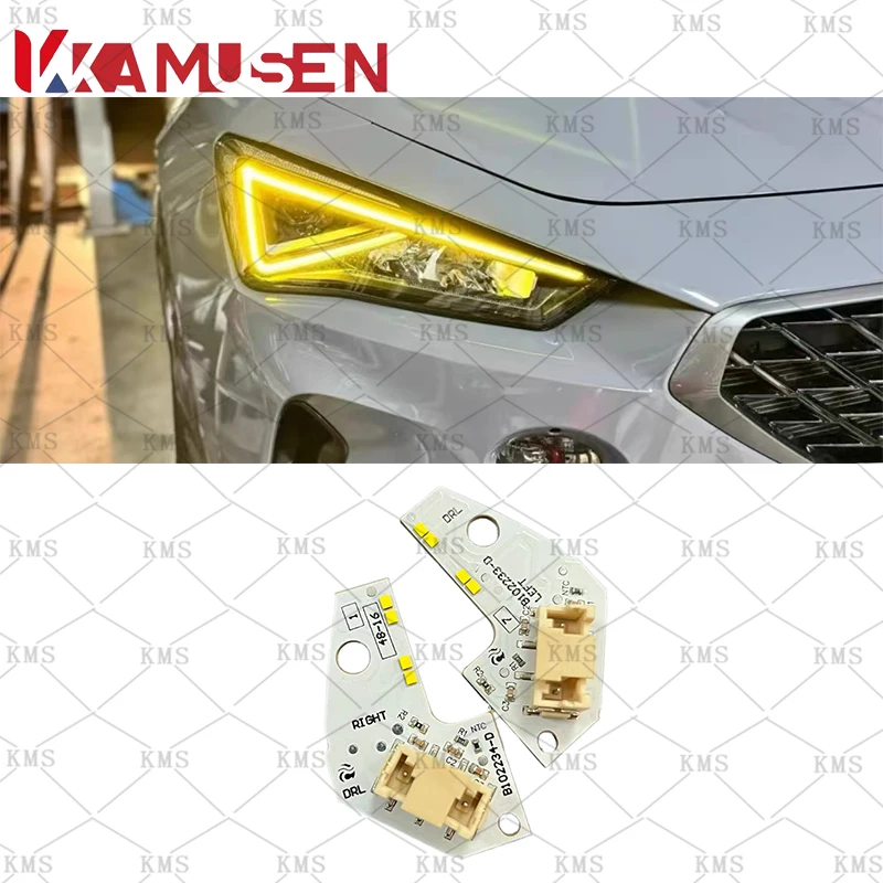 Lemon yellow DRL light panel for 2017-2020 SEAT Leon Cupra LED headlight daytime running light upgrade 5F0941475A 5F0941476A