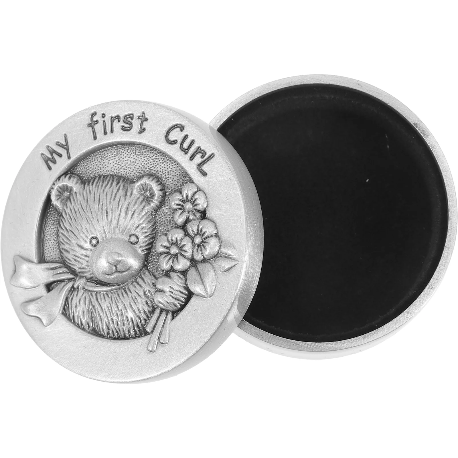 Stainless Steel Fetal Hair Keepsake Box Baby Memory Container Round Cartoon Design Smooth Storage Gifts Kids