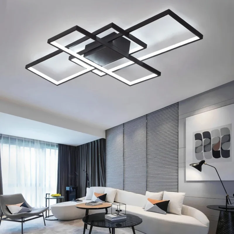 Imagem -06 - Nordic Square Led Ceiling Lights Sala de Estar e Jantar Cozinha Tabelas de Comida Lâmpada do Quarto Home Decor Lusters Luminária