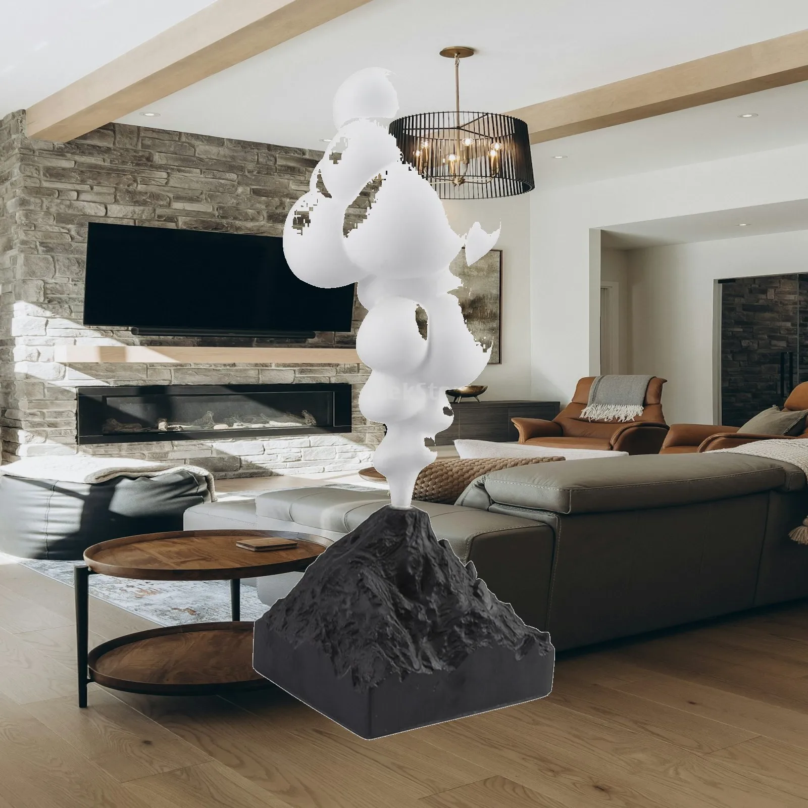 Volcano Sculpture Three-Dimensional Volcanic Eruption Simulation Statue
