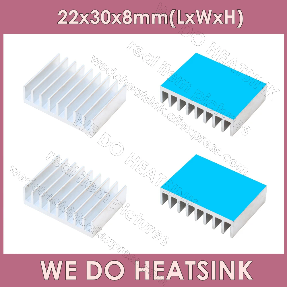 

WE DO HEATSINK 22x30x8mm Without or With Thermal Tape Silver Heatsink Aluminum Cooler Radiator Cooling For DIP Chips