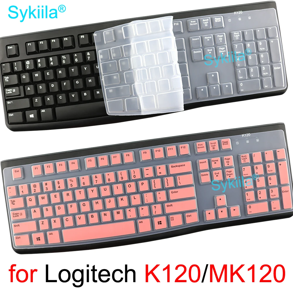 MK120 K120 Keyboard Cover for Logitech K120 MK120 Wired Set Transparent Clear Black Film Silicone Protector Skin Case Slim Thin