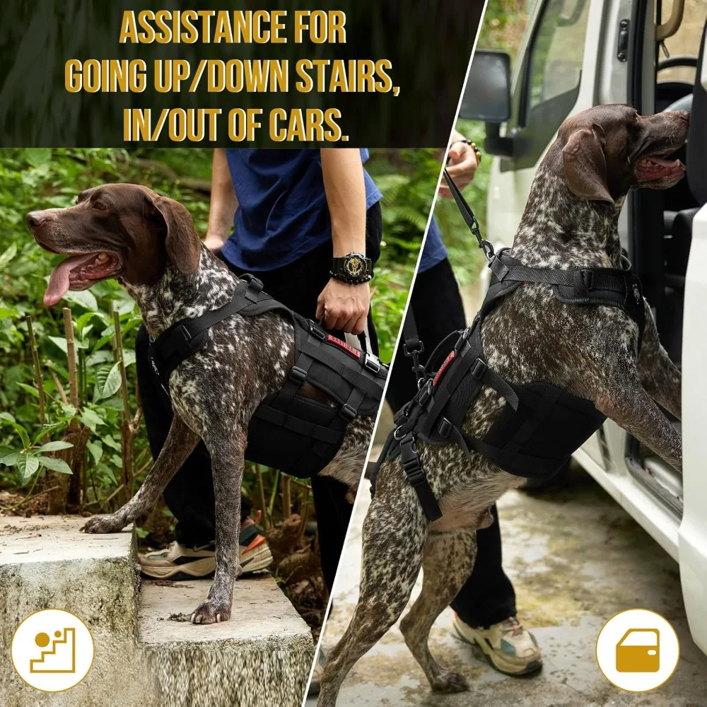 حزام OneTigris لكامل الجسم للكلاب للسلالات الكبيرة: دعم الورك ومساعدة التنقل مع مقابض الرفع