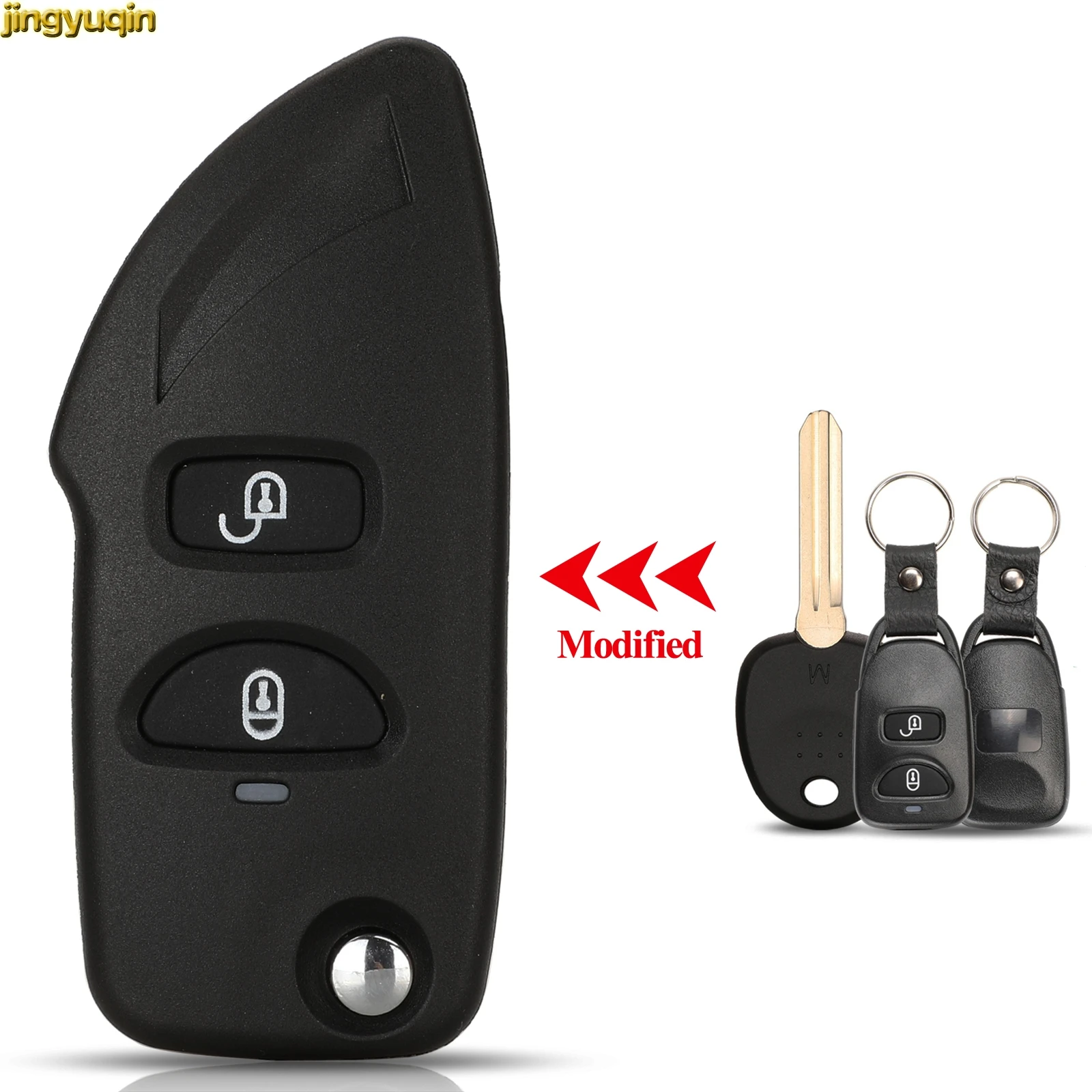 

Jingyuqin Remote Car Key Fob Shell Modified For Hyundai Santa Fe 2006-2012 Kia Cerato Sportage Optima 2007 2B w/ Battery Holder