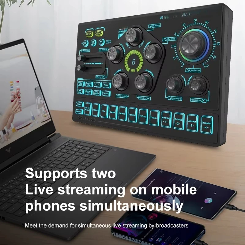 recording studio, audio sound card, mixer 18 kinds of sound effects 7 kinds of connection methods 6 kinds of effect modes
