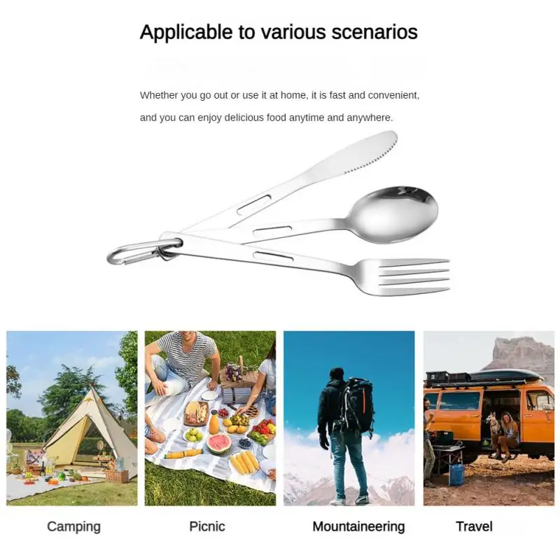 3pcs/set Stainless Steel Cutlery Set Knife Fork Spoon For Home Use Travel Camping Picnic Portable Tableware Set