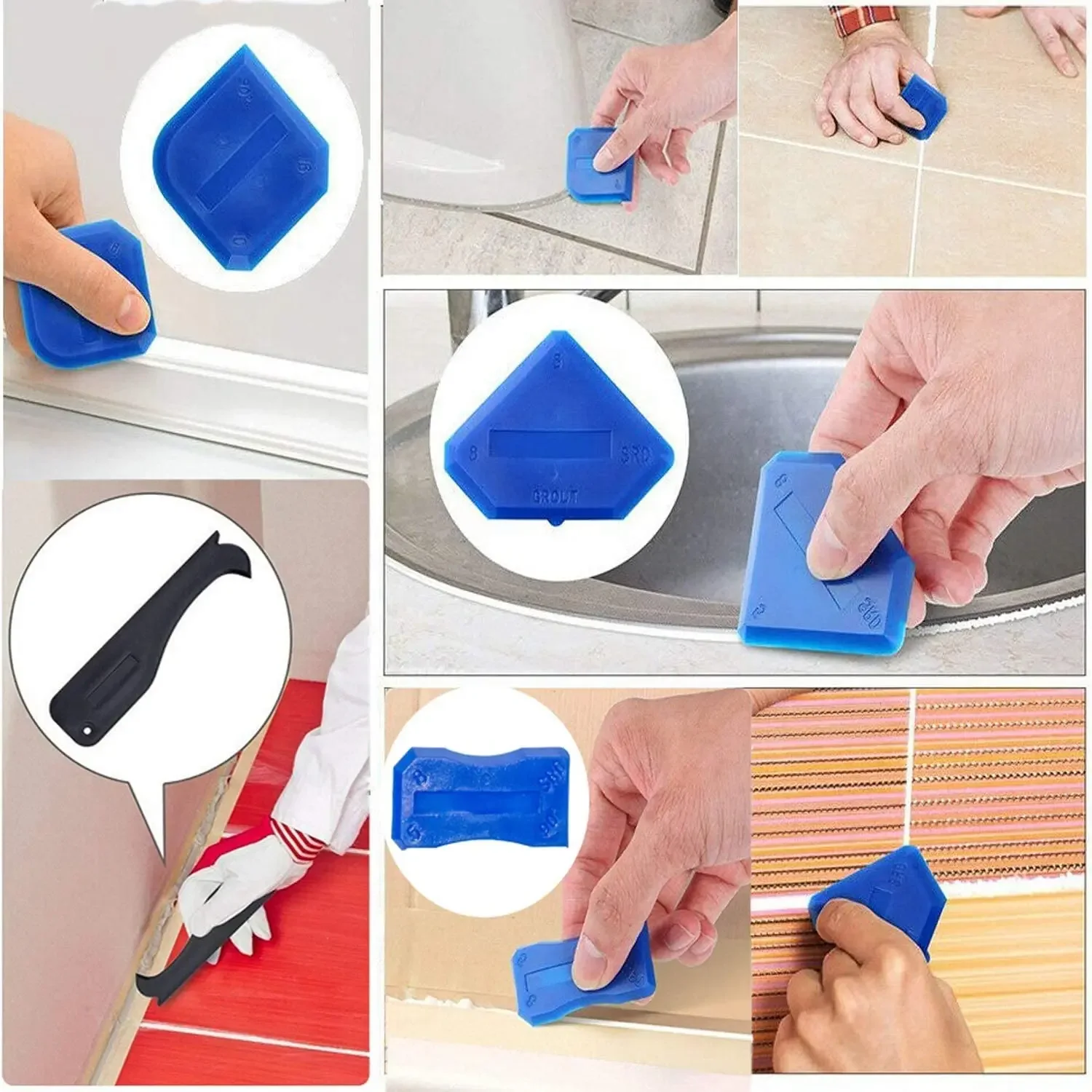 8 In 1 Silicone Remover Caulk Finisher Sealant Smooth Scraper Grout Kit Tools For Kitchen Bathroom Window, Sink Joint Hand Tools